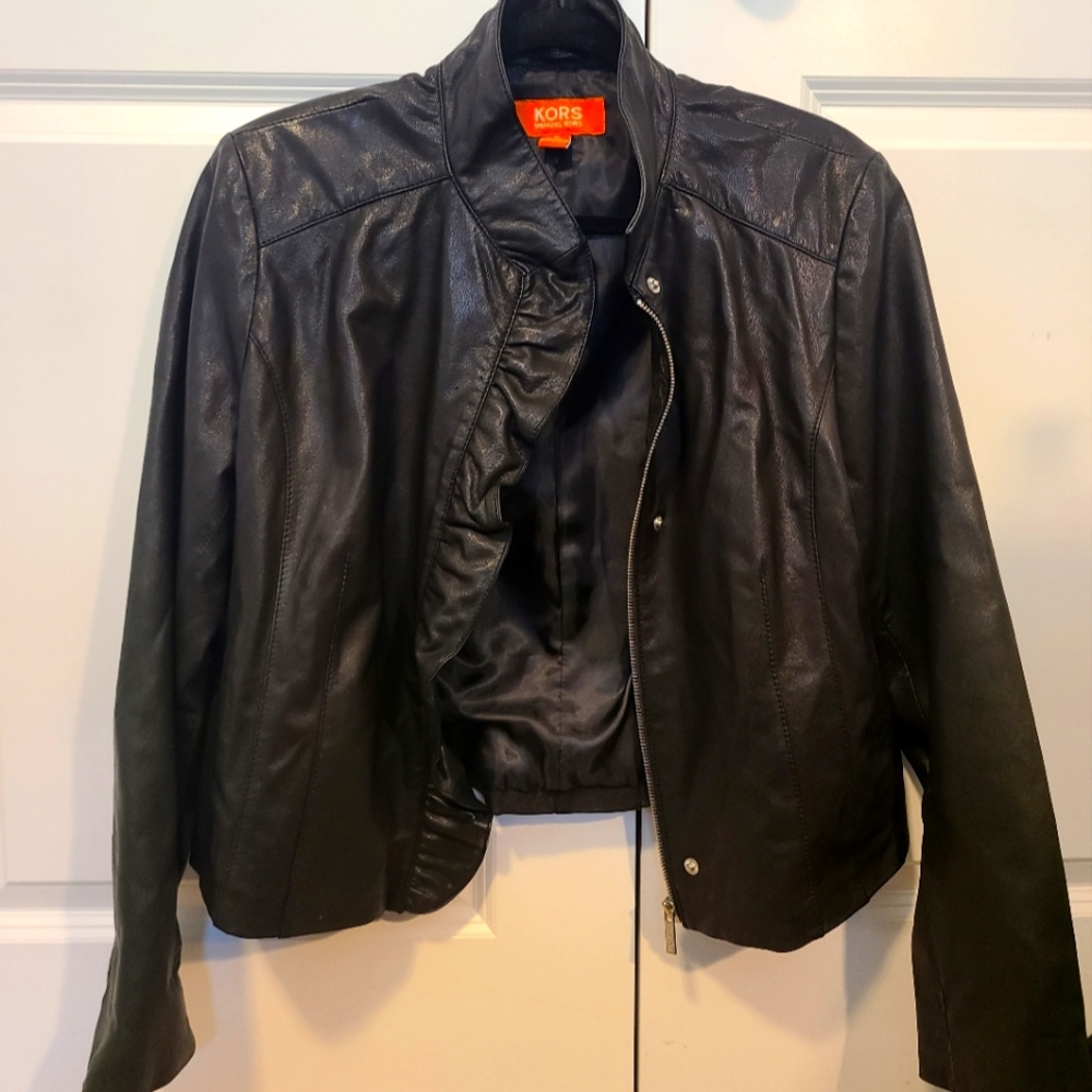 Michael Kors Girls Leather Jacket XL Black